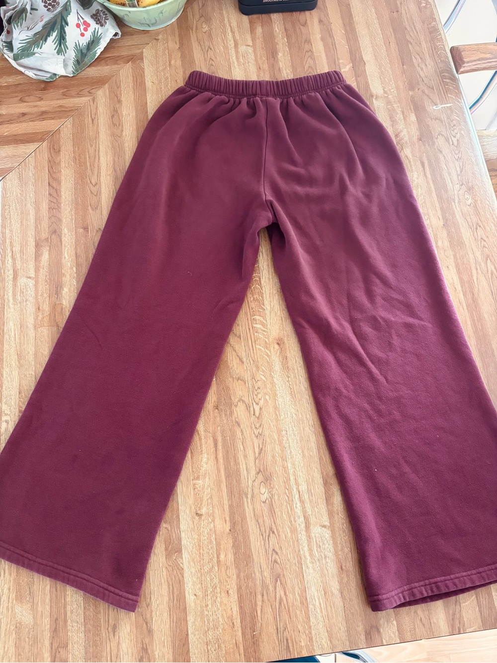 Edikted Maroon Wide-Leg Fleece Sweatpants